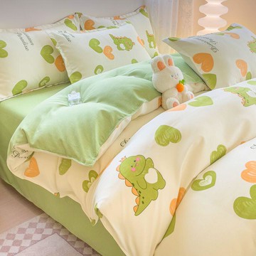 床包組四件套被套組四件套床罩四件組a類母嬰級親膚棉床單四件套床上簡約單雙人卡通被套宿舍三件套