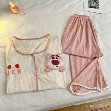 綺夢織語🌙 睡衣女春秋款舒適新款長袖大碼可愛女士套裝夏天學生短袖家居服睡衣 夏季睡衣