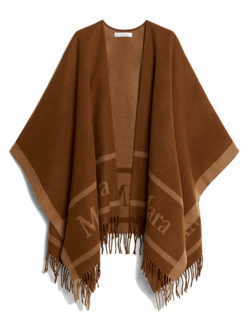 Poncho hilde in lana con logo jacquard
