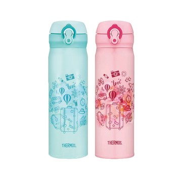 THERMOS 不鏽鋼超輕量彈蓋真空保溫瓶500ml(JNL-502)幻彩旅境