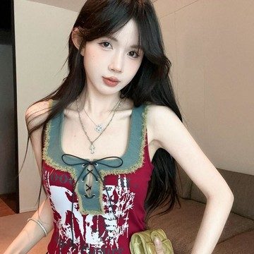 9163 名舊客戶🤗美式Y2K復古牛仔搭扣抹胸吊帶背心時尚辣妹設計春夏百搭吊帶G4R9