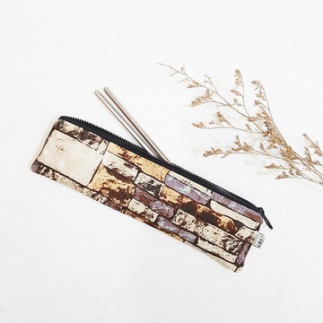 【換季特賣】【石頭紋理-棕灰】餐具袋 環保 筆袋 刷具袋 交換