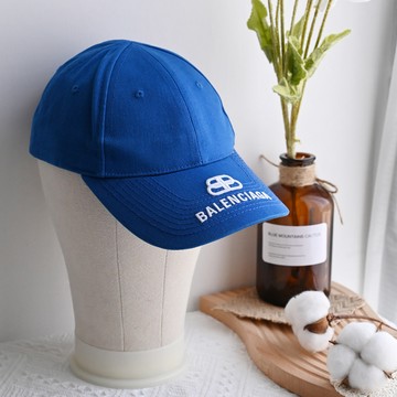 BALENCIAGA 巴黎世家 577548 帽沿電繡LOGO棒球帽.藍