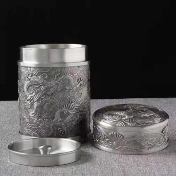 純錫茶葉罐仿古龍錫罐高檔禮品創意錫茶罐精品錫器禮盒可刻字龍紋