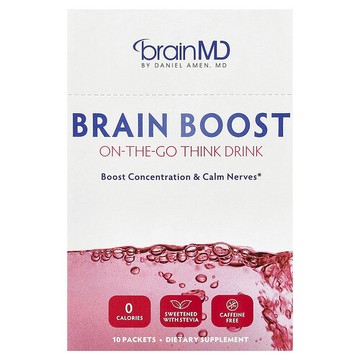 BrainMD, 腦力提高，旅途中思考飲品，無咖啡萃取，10 包