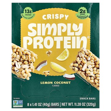 Simply Protein, 酥脆零食棒，檸檬椰子，8 根，每根 1.41 盎司（40 克）