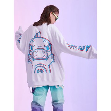 BTK潮牌春秋圓領衛衣男小怪獸情侶裝寬松嘻哈國潮打底衫ins外套