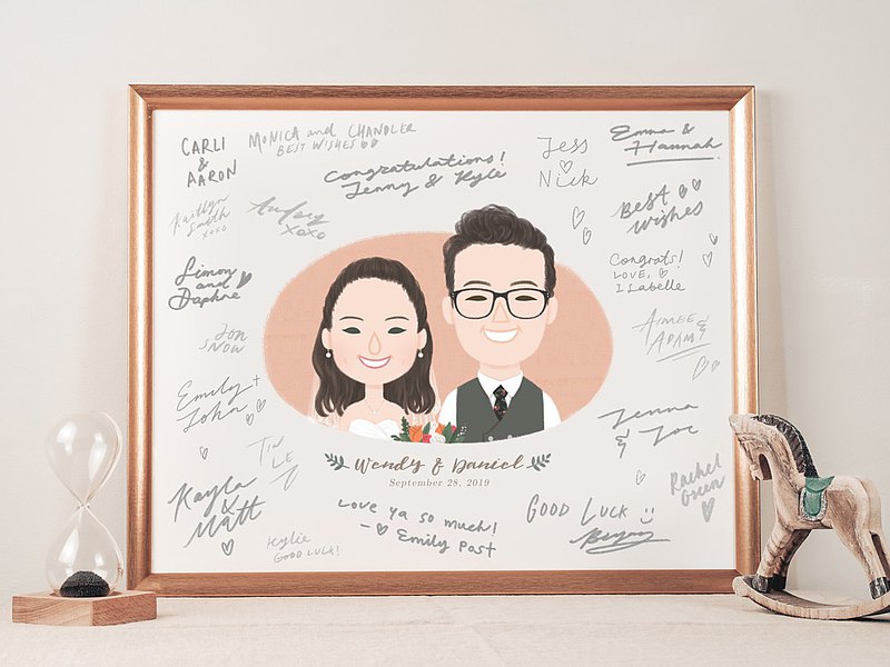 客製化 似顏繪 婚禮佈置 賓客簽名板 肖像插畫 | 電子版