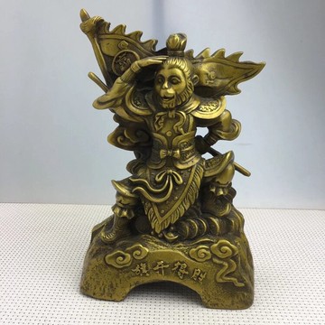 純銅大號斗戰勝佛孫悟空齊天大圣旗開得勝風水銅像銅器擺件工藝品