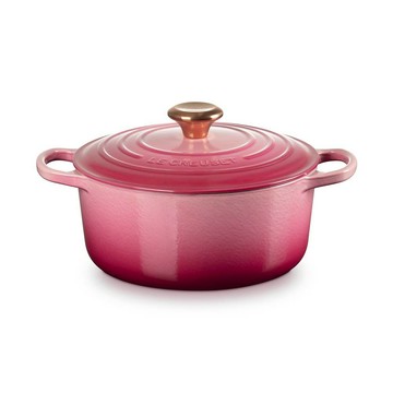 LE CREUSET 典藏圓形鑄鐵鍋 24cm 4.2L 野莓金 鑄鐵鍋 湯鍋 燉鍋