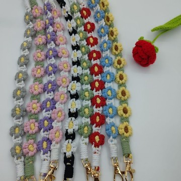 花花手機繩 手作編織花繩 成品 ReTweet 雙扣 手機繩 手機掛繩 波希米亞 手機夾片