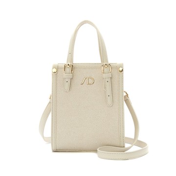 ANNA DOLLY法系滾邊撞色3WAY手提包-小 白色