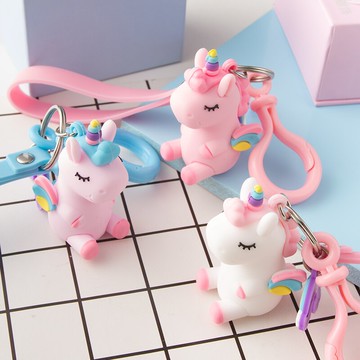 獨角獸公仔卡通鑰匙鏈掛件創意汽車鑰匙扣可愛女士鑰匙圈環包掛飾