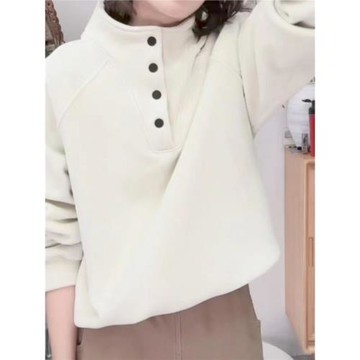 大碼加絨衛衣男女秋冬裝雙面衣立領套頭加厚護頸打底衫保暖上衣潮