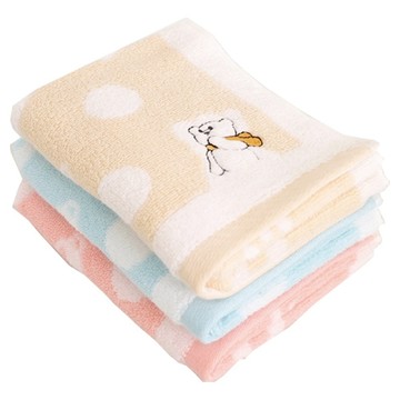 星紅織品 蓬鬆系列卡通熊兒童毛巾  珊瑚粉 + 天空藍 + 奶茶咖啡  3個