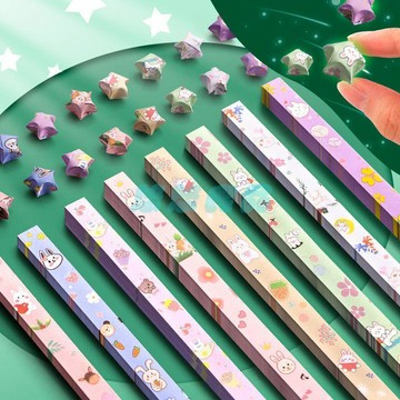 ✅店家嚴選 ⑦天鑒賞✅星星摺紙專用紙幸運星彩紙五角星紙條小星星手工加厚許願瓶折星紙