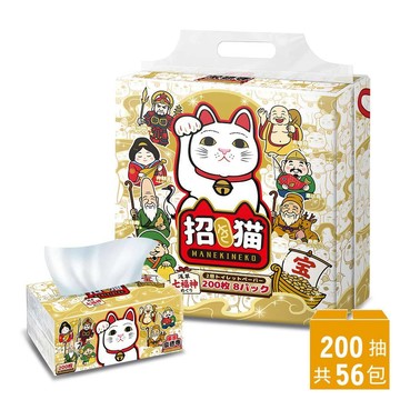 【東京豪德寺】招財貓x淺草七福神-金運厚柔衛生紙200抽8包7袋/箱