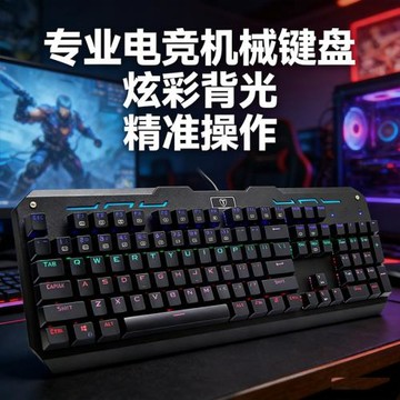 ET機械鍵盤青軸炫彩背光插拔軸游戲鍵盤臺式機家用電競鍵鼠套裝