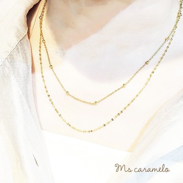 送禮物 現貨商品【焦糖小姐 Ms caramelo】925純銀鍍K黃 雙層項鍊