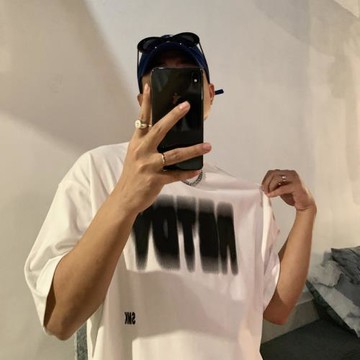 特大碼300斤夏季港風復古印花圓領情侶短袖T恤男高街體恤上衣潮牌