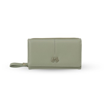 Ribboné 柔霧翻蓋零錢長夾-鼠尾草綠  女夾 人氣女用皮夾 情人節禮物