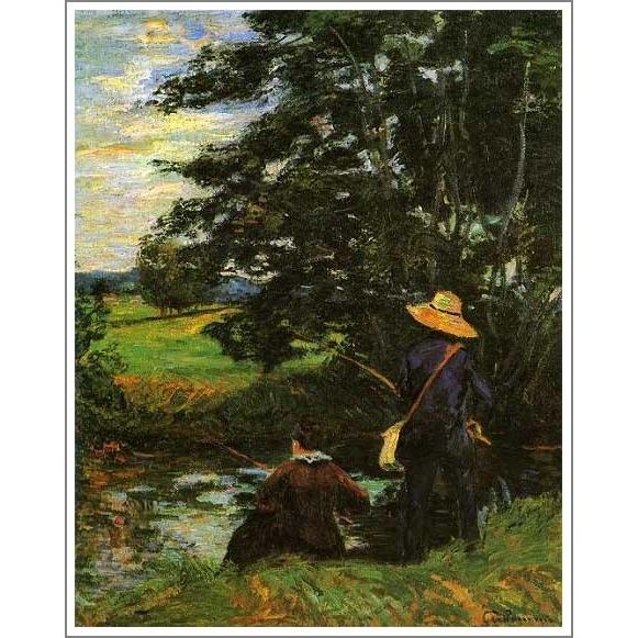 複製画 送料無料 絵画 油彩画 油絵 模写ギヨマン「釣り人たち