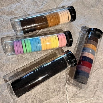 DJ現貨🌹高彈力頭繩 發繩 髮圈 兩罐裝橡皮筋 高彈力耐用發繩 黑色發圈 橡皮筋 女生頭繩 女生紮頭發 罐裝頭繩