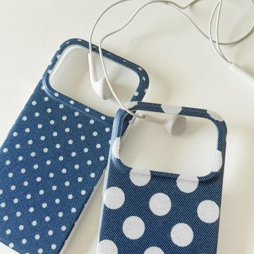 imd雙層牛仔色波點適用蘋果18/17promax全包手機殼iPhone16/15女