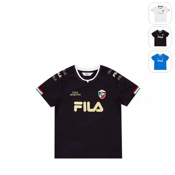 【FILA】KIDS 孩童款 短袖圓領上衣-丈青 1TEY-4500-NV