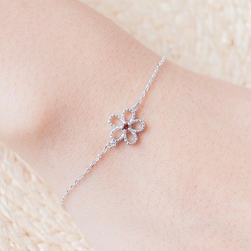 【絕版特惠】石榴石925純銀小花手鍊