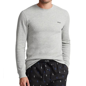 Polo Ralph Lauren RL 熱銷刺繡文字下擺小馬素面長袖T恤-灰色