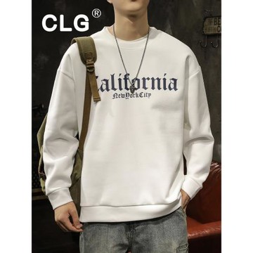 香港潮牌美式重磅衛衣男秋冬痞帥圓領寬松加大碼長袖t恤簡約上衣