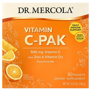 Dr. Mercola, 維生素 C-PAK，天然橙味，500 毫克，30 包，每包 0.17 盎司（4.84 克）