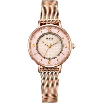 CITIZEN 星辰 Wicca 少女系列台灣限定款太陽能米蘭帶腕錶/粉紅金/28.1mm/KP3-465-95