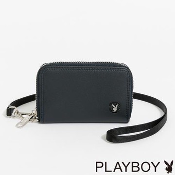 PLAYBOY - 零錢包附頸掛繩  Prestigious系列 - 深藍色