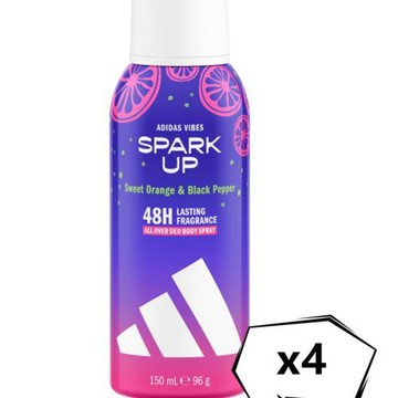 Adidas愛迪達中性體香噴霧-璀燦星火150ml*4