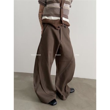 (免運)VERY FEWEST 小眾解構廓形彎刀西褲cleanfit顯瘦拖地闊腿褲男女款