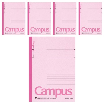 KOKUYO 國譽 Campus 橫線筆記本 B5 淺粉配色 森林認証上質紙  粉色  5本