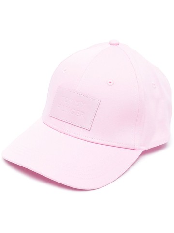 Tommy Hilfiger - logo-appliquè organic cotton cap - women - Calf Leather/Organic Cotton - One Size - Pink