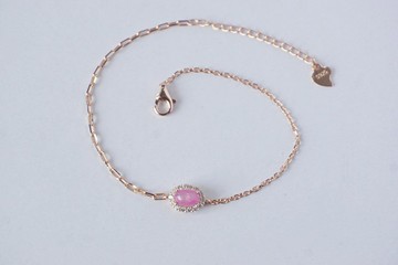 天然紅寶石手鍊，925純銀鍍玫瑰金