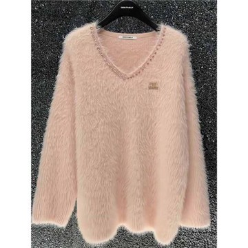 長袖V領軟糯毛衣女秋冬2025新款氣質百搭寬松顯瘦軟糯針織衫上衣