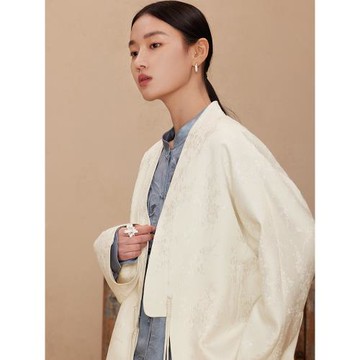 如意連云春秋新款國風提花短外套女新中式復古盤扣銀葫蘆流蘇上衣