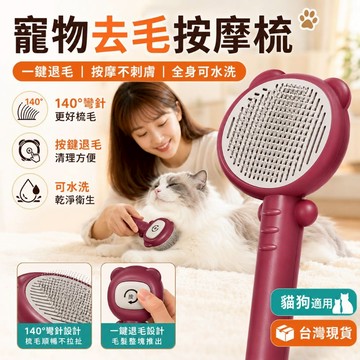 現貨【貓狗通用除毛梳】貓狗通用 寵物清潔 寵物去毛按摩梳 貓狗通用除毛梳 一鍵退毛 可水洗美容梳 瑞鴻百貨