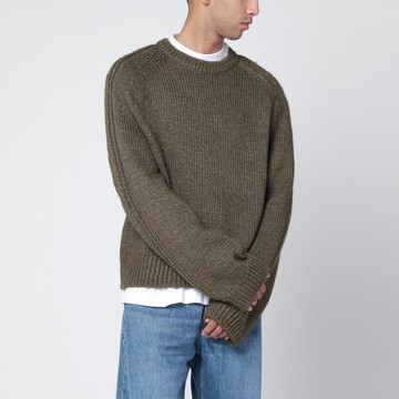 Green wool-blend crewneck sweater