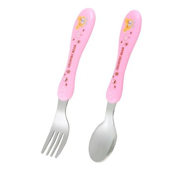 【GREEN BELL】#304不鏽鋼兒童餐具組-鄉村熊(粉色)