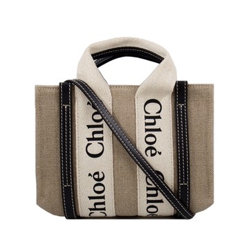 Chloe 迷你 帆布肩背包 (深藍) MINI CABAS WOODY TOTE