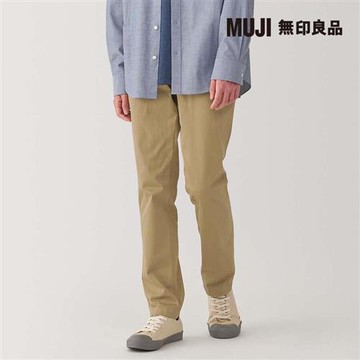 男彈性綾織合身褲 淺米【MUJI 無印良品】
