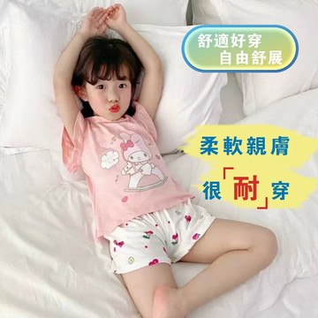 Mini baby🌷現貨🌷 童裝 兒童套裝 女童套裝 家居服 女寶寶 美樂蒂星黛露凱蒂貓 短袖上衣 短袖T恤 四色