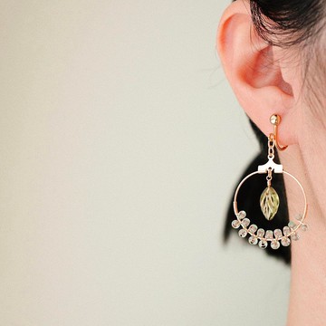 自然色調 Green tea / 清新綠茶 針式夾式耳環