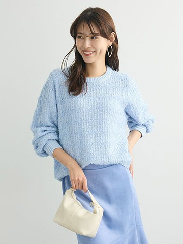 紗線混編落肩針織上衣(06000068200) - Green Parks